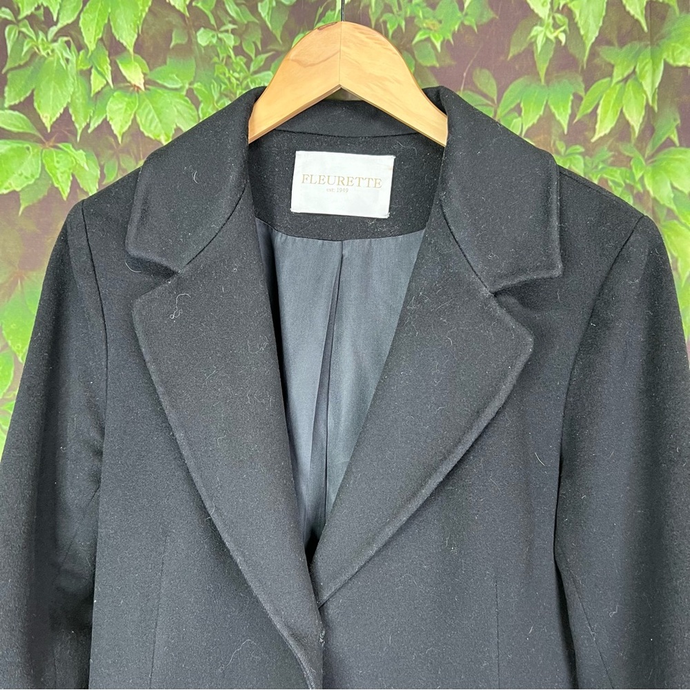 FLEURETTE Mid-Length Black Loro Piana Wool Top Coat, 10 - Picture 9 of 15